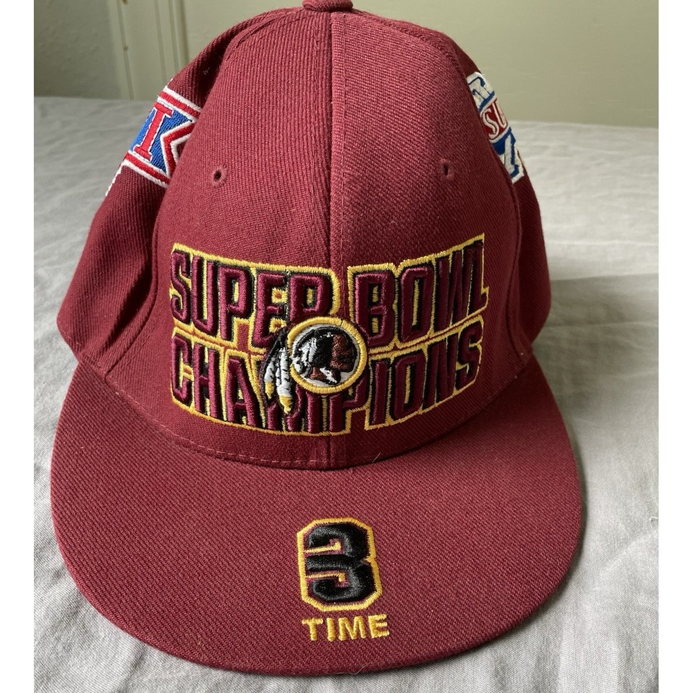 Reebok Washington Redskins Super Bowl Champions 3 Time Fitted Hat Size 7 Cap